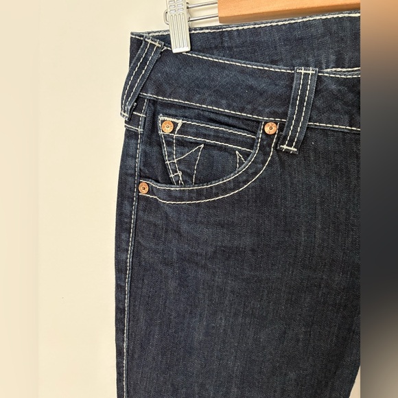 True Religion Dark Indigo Straight Leg Jeans Size 28 Y2K Vintage - Picture 6 of 10